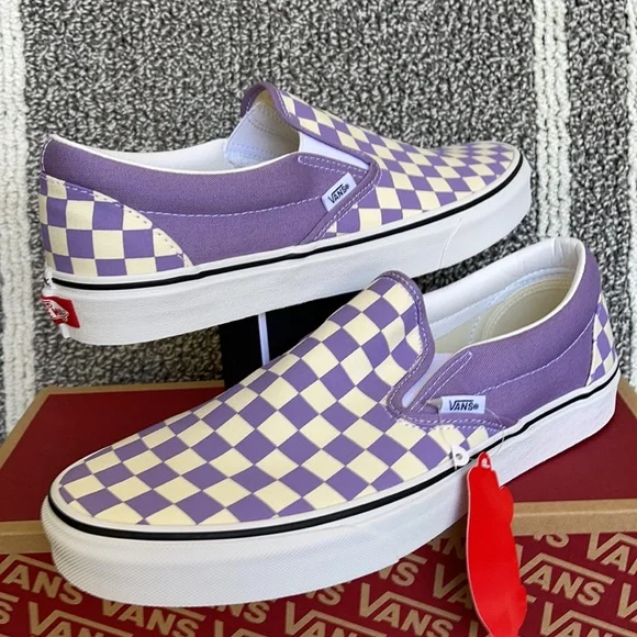 Vans Classic Slip-On Checkerboard Chalk Violet/True White MENS